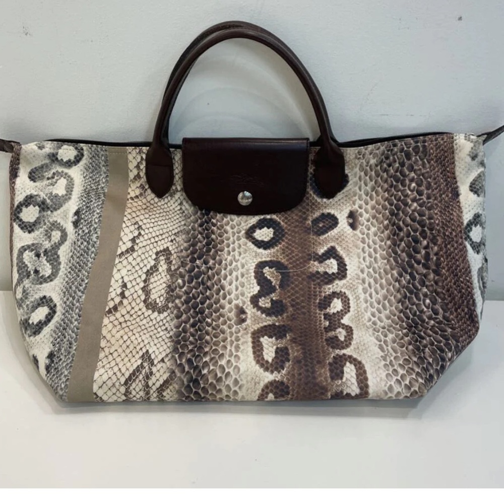 Long Champ Snake print purse